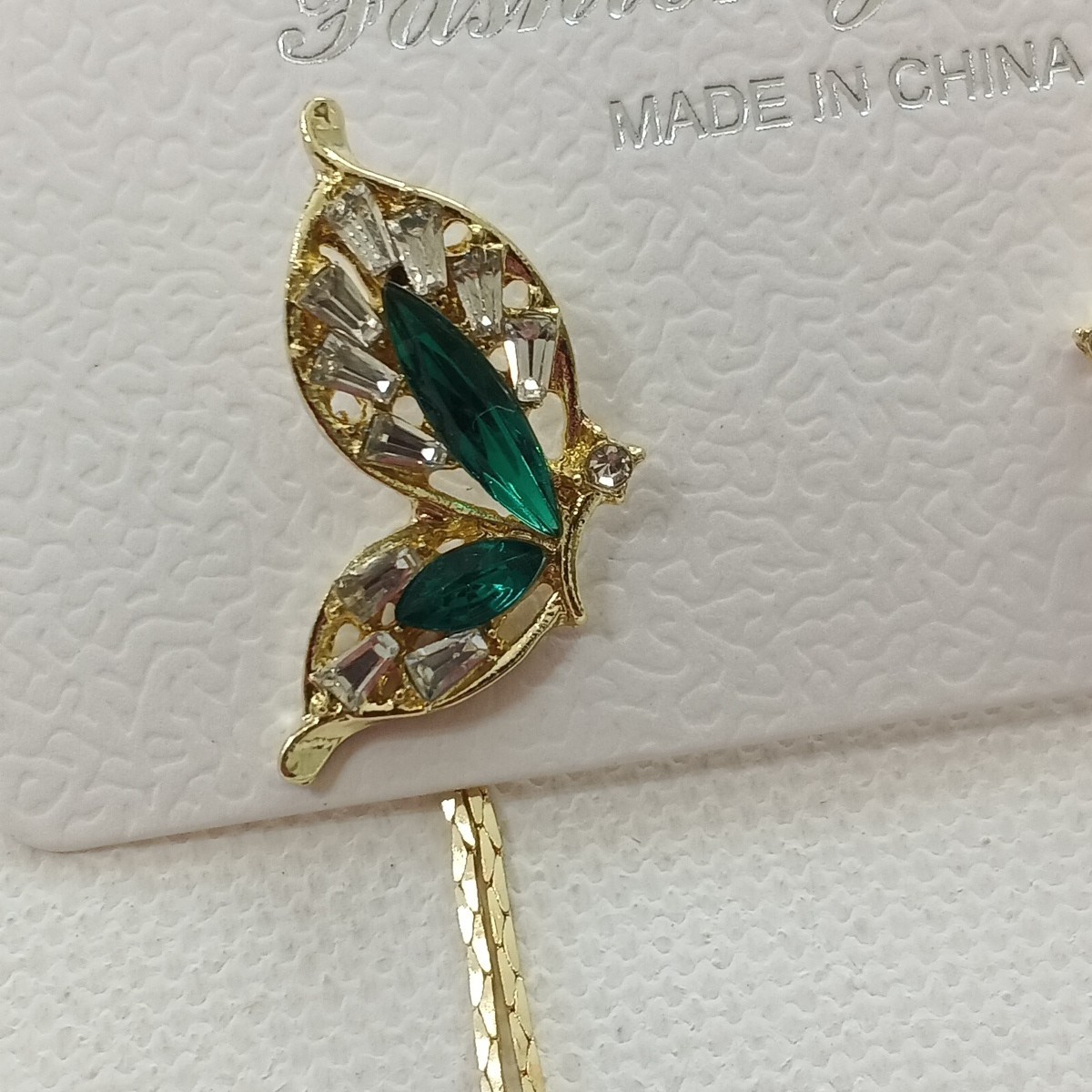 Butterfly Crystal Rhinestone Stud Earrings Dangle Brass Plated One Size