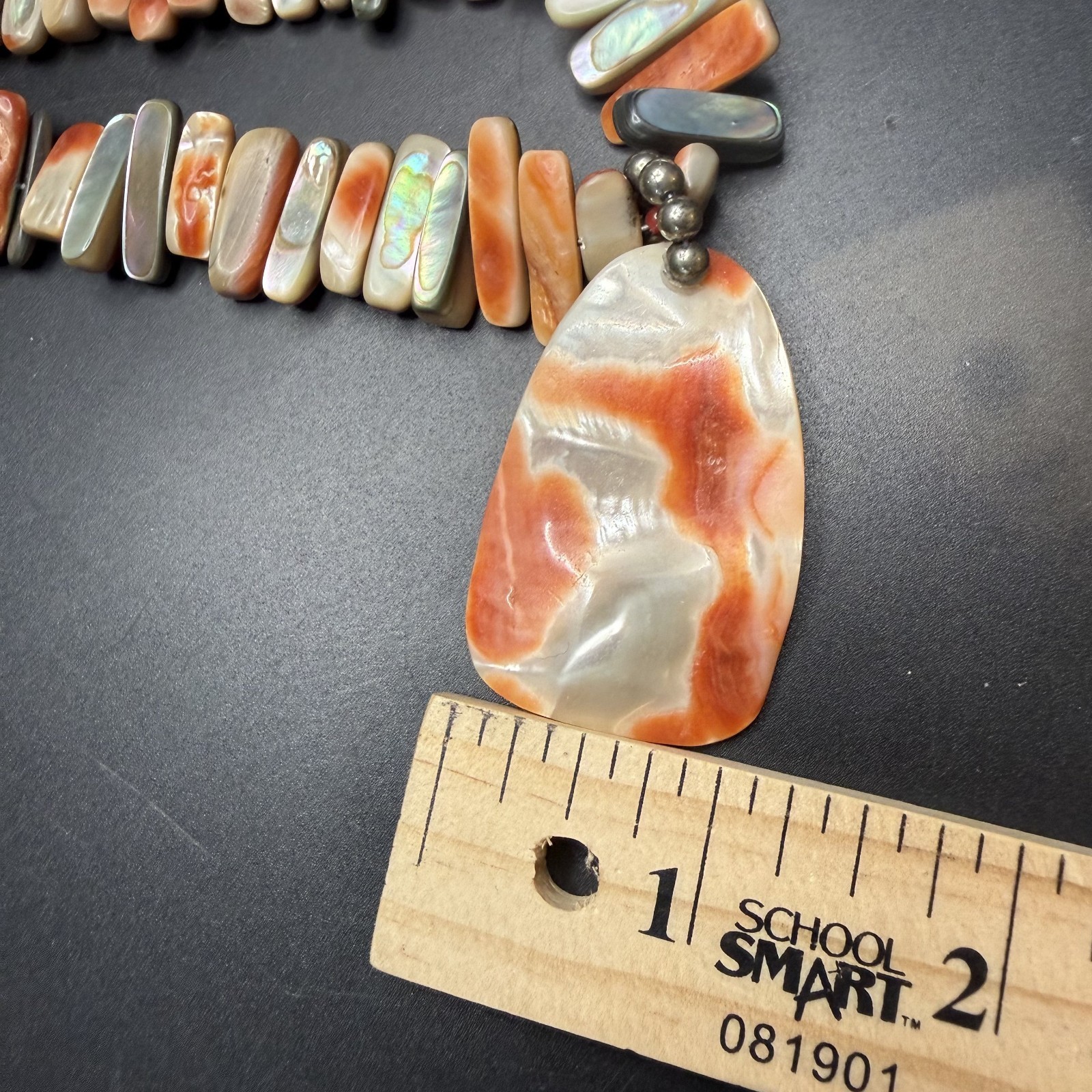 Silpada Red Abalone Shell Necklace 925 Sterling Silver Reversible Pendant N1046