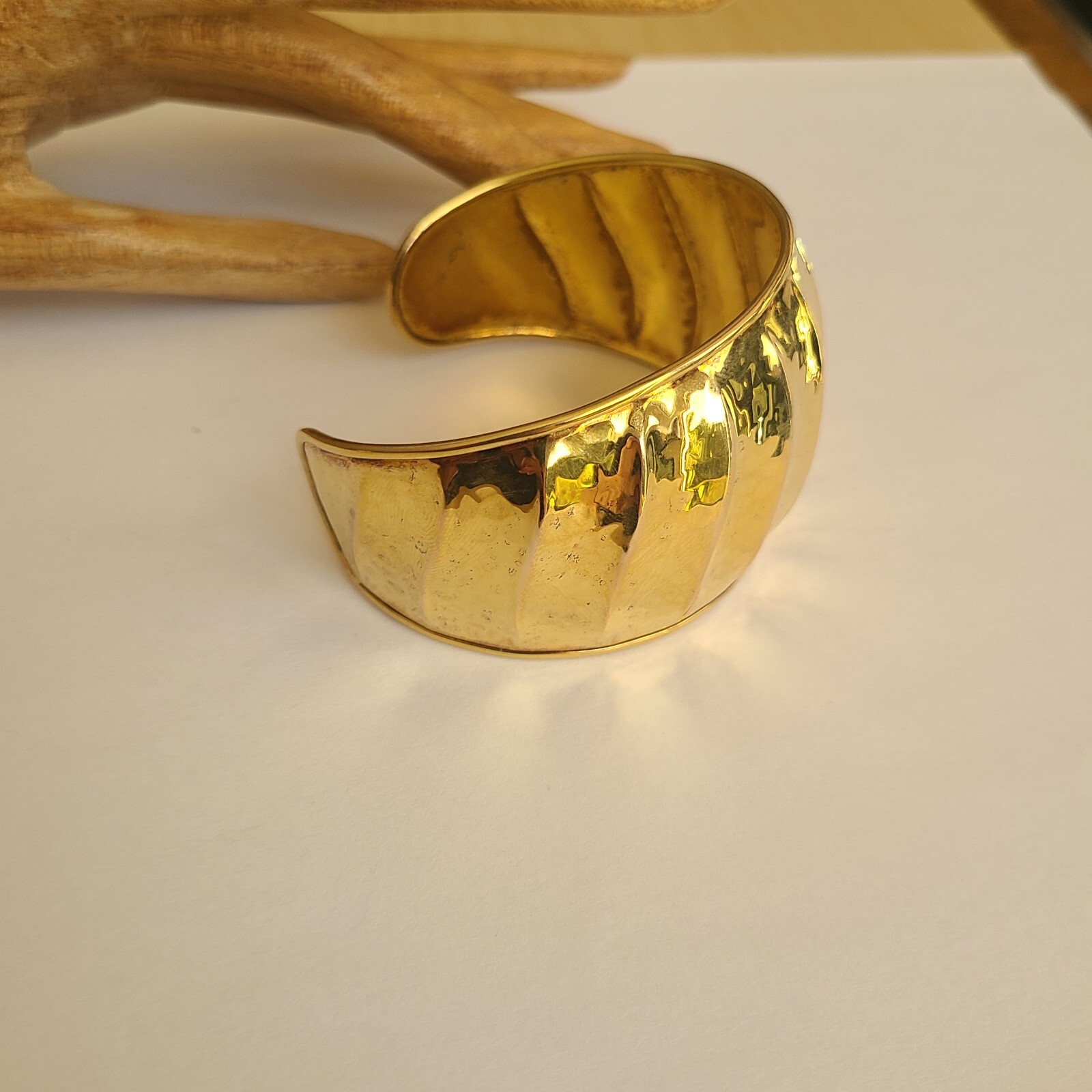 QVC VERONESE ITALY 18K GOLD ON STERLING SILVER 7.5 IN HUGE CUFF BRACELET 40MM