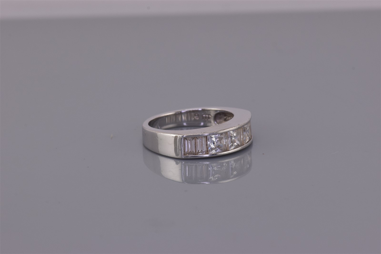 Sterling Silver Channel Set Princess Baguette Cubic Zirconia Band Ring 925 Sz: 6