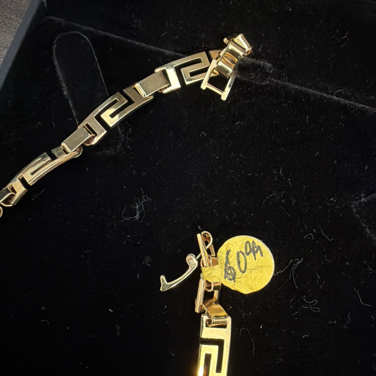 Gold-Tone Greek Key Link Chain Necklace and bracelet Box Clasp, Metal, No Stone