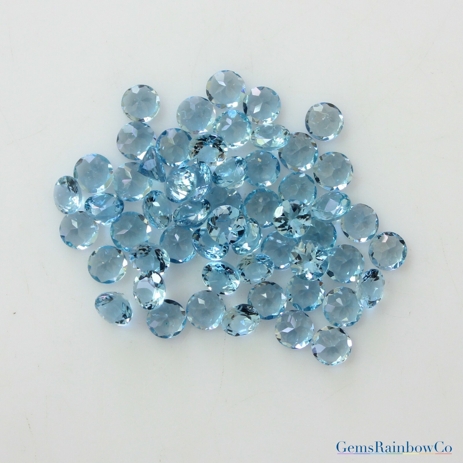 Natural Aquamarine Round Cut loose gemstone, deep blue colour, AAA, 1.5mm to 6mm