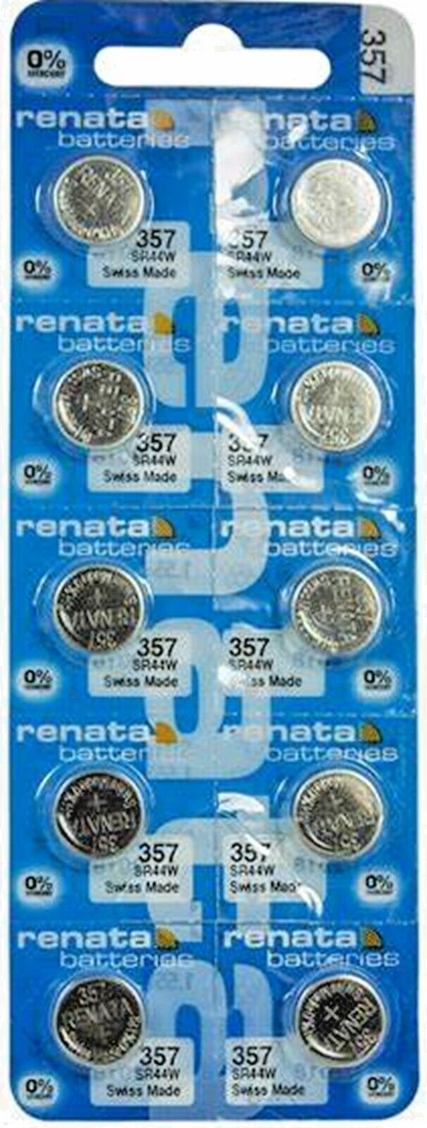 Ten (10) Renata 357 SR44W 1.55V Silver Oxide Watch – Swiss Made-Exp. 10/26
