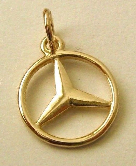 GENUINE 9K 9ct SOLID GOLD MERCEDES LOGO Charm Pendant
