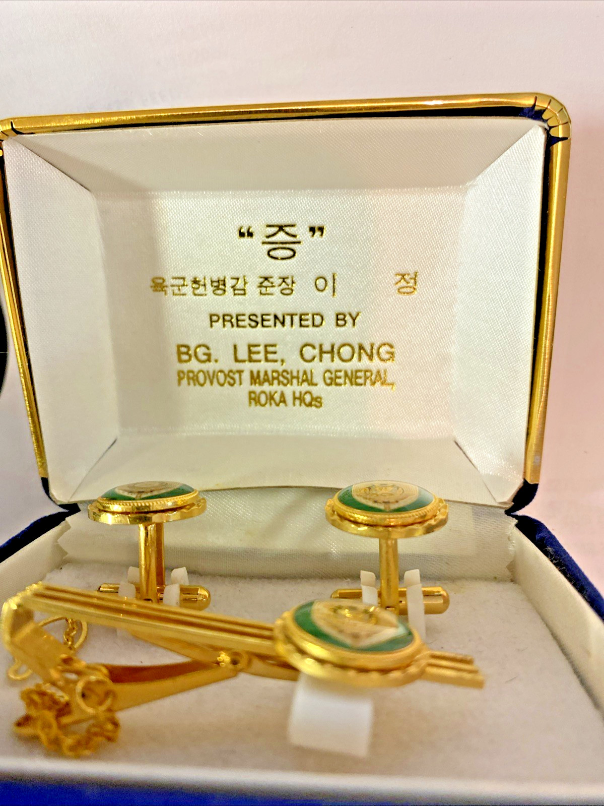 Republic of Korea Army Cuff Link & Tie Clip Set ROKA In Presentation Box