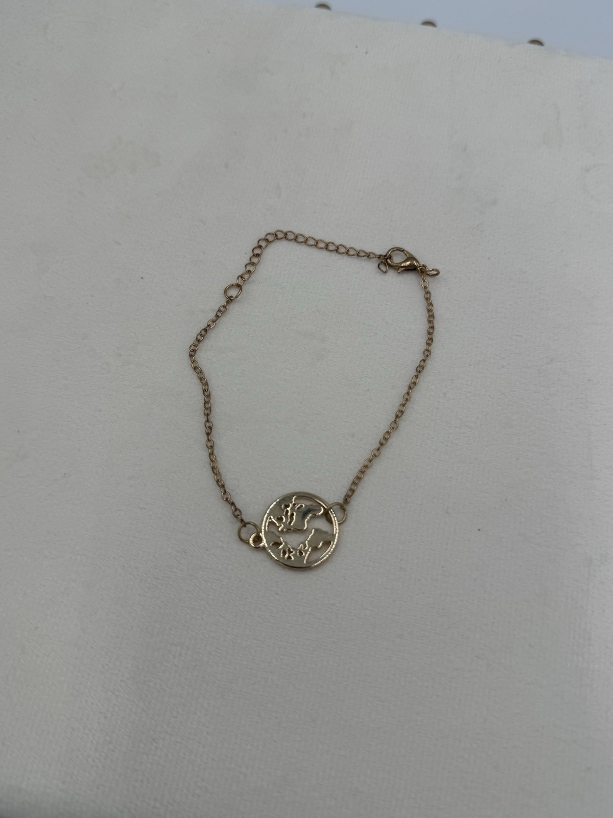 Goldtone World Map Chain Anklet / Bracelet