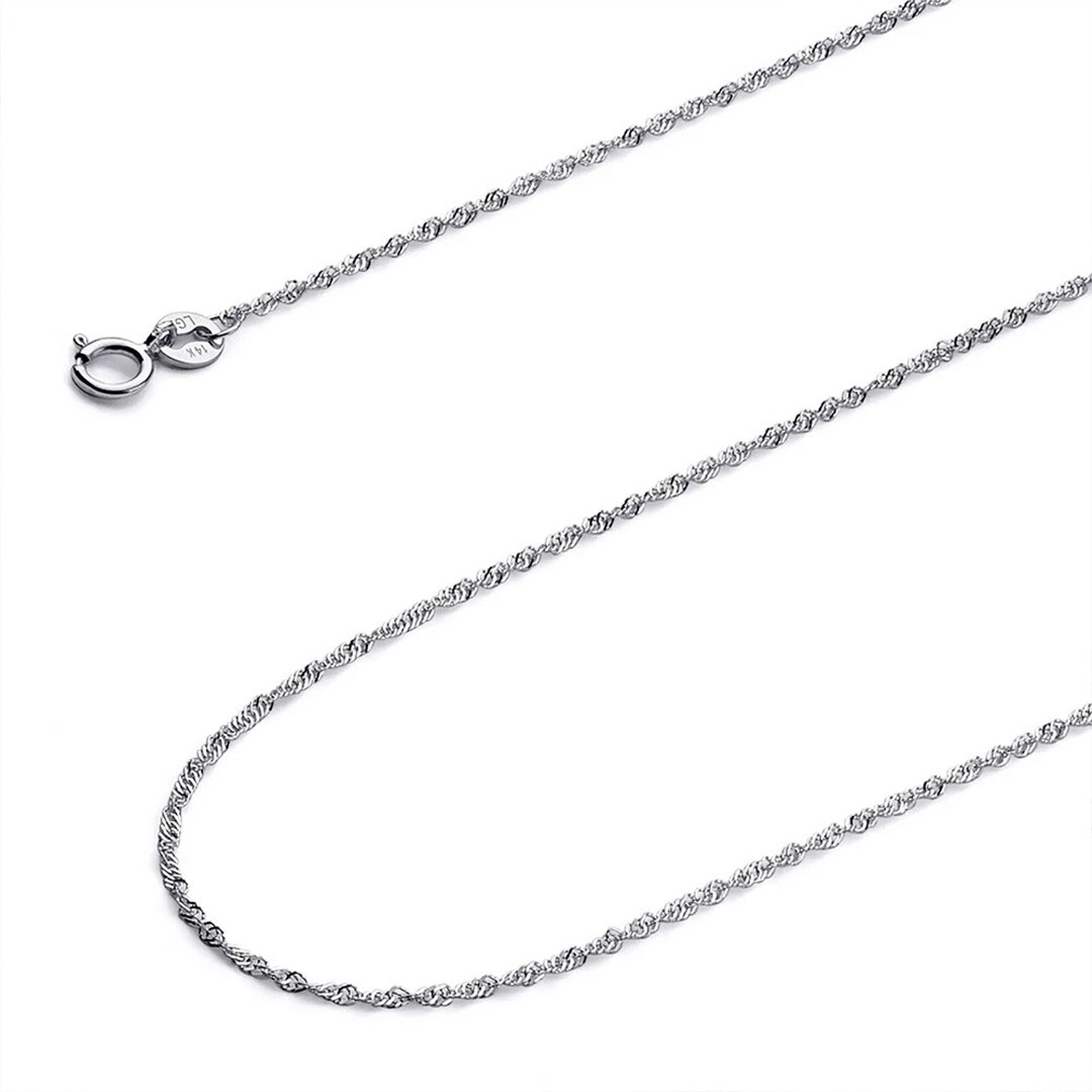 18inch 1.4mm 14k White Gold Singapore rope chain Necklace Made in Italy Gift