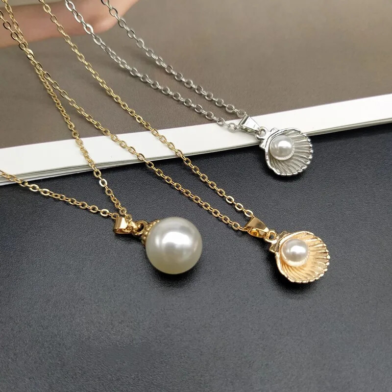 Shell Pendant Necklace for Women with Imitation Pearl Summer Style