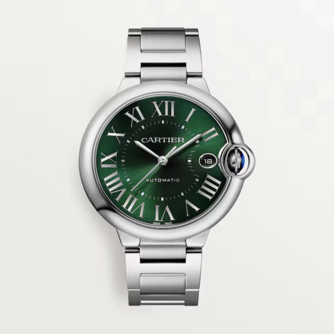 Cartier Ballon Bleu 40mm Automatic Green Dial Steel Bracelet w/ Box & Papers