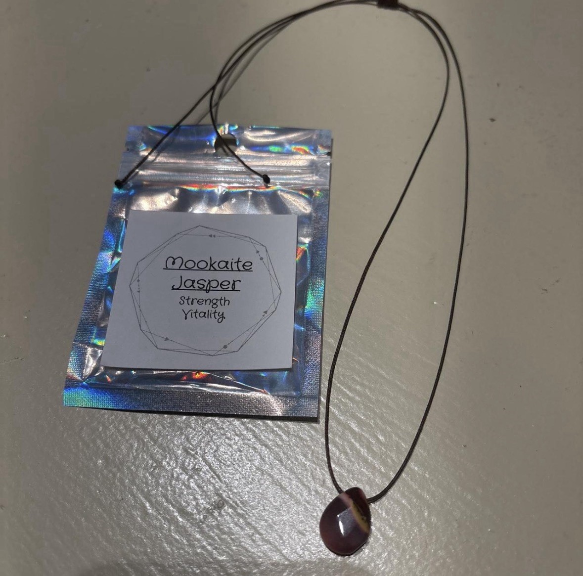 Mookaite Jasper Drop Choker Necklace On Waxed Polyester Cord