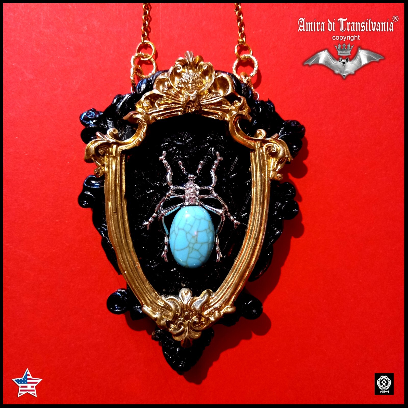 Necklace Vintage Luxury Pendant Jewelry Lucky Charms Bib Art Deco Liberty Spider