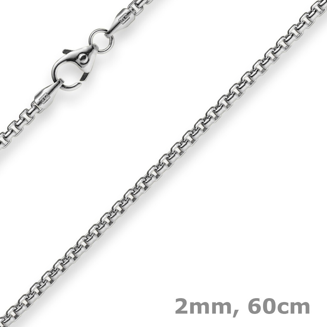 2mm Venetian chain round 585 gold white gold chain necklace 60cm women