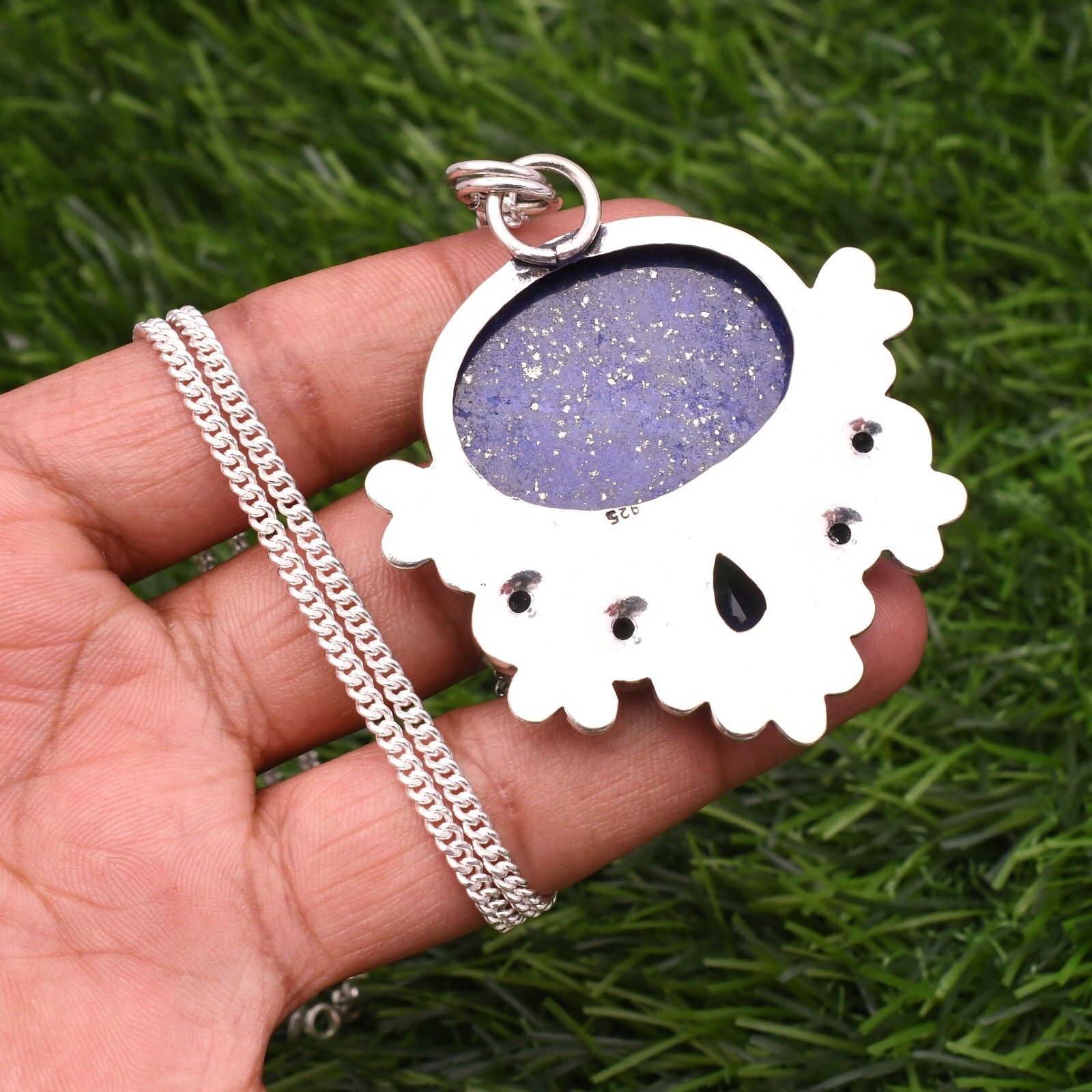 Lapis Lazuli 925 Sterling Silver Gemstone Handmade Jewelry Pendant 2.15″