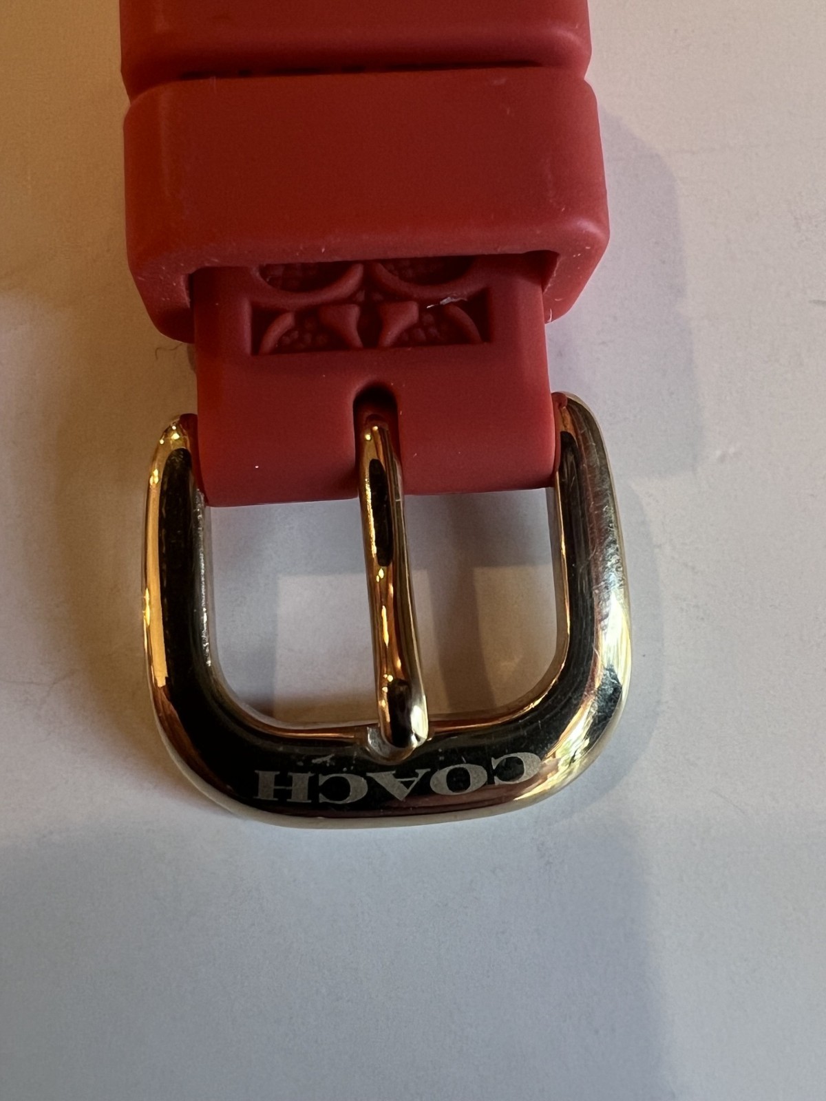 Vintage Coach Boyfriend Watch 34mm Gold Tone Stainless Steel Orange Strap