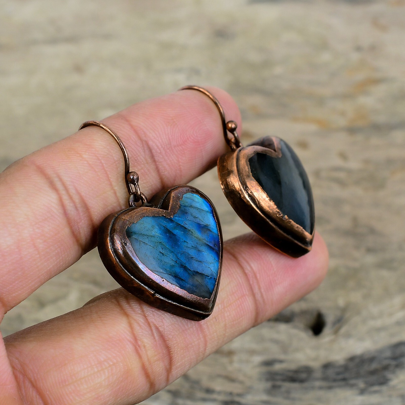 Labradorite Electroformed Drop/Dangle Earrings Copper Jewelry For Girls 1.73″