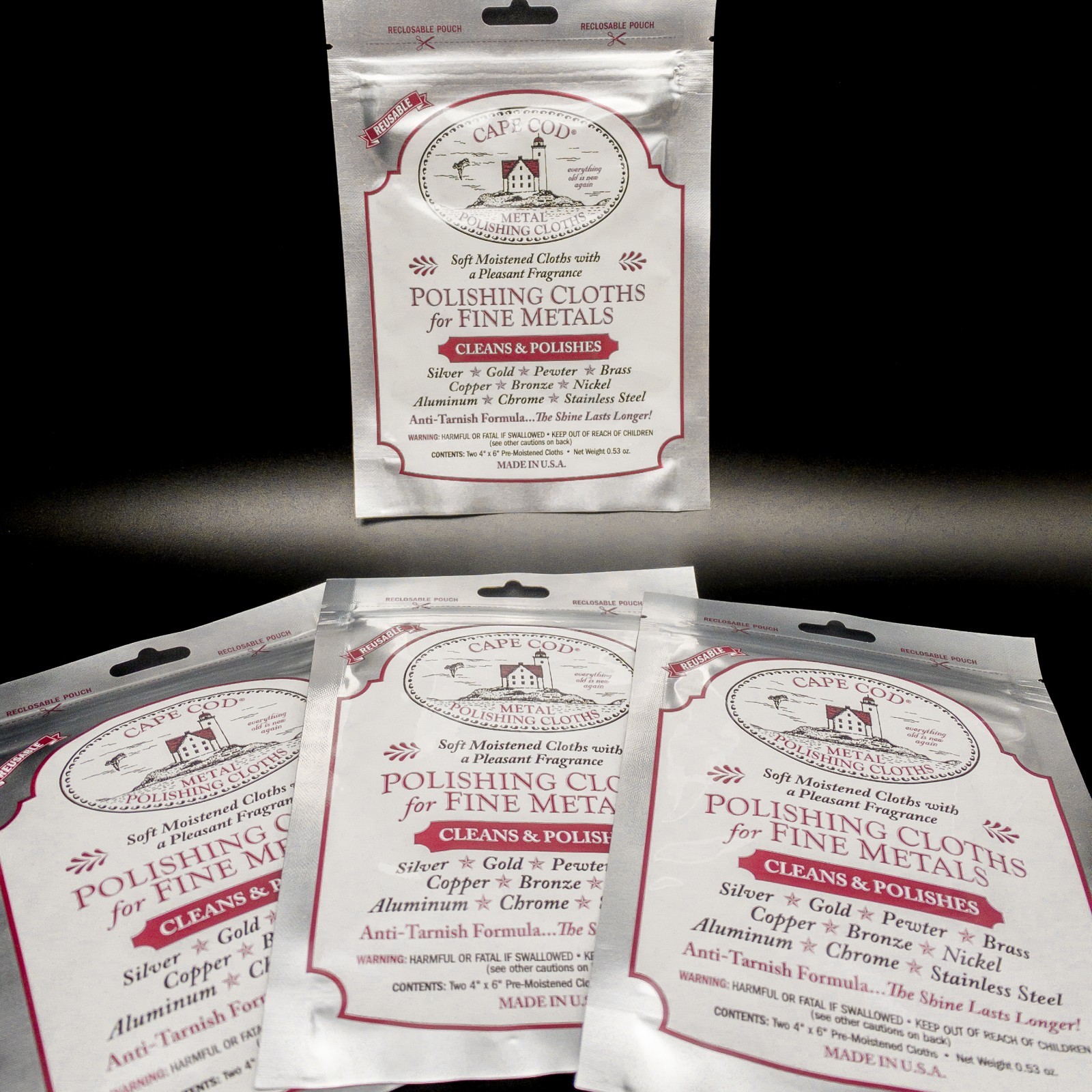 Cape Cod Polishing Cloths for Fine Metals, 2 Clothes Inside, Polish Watches