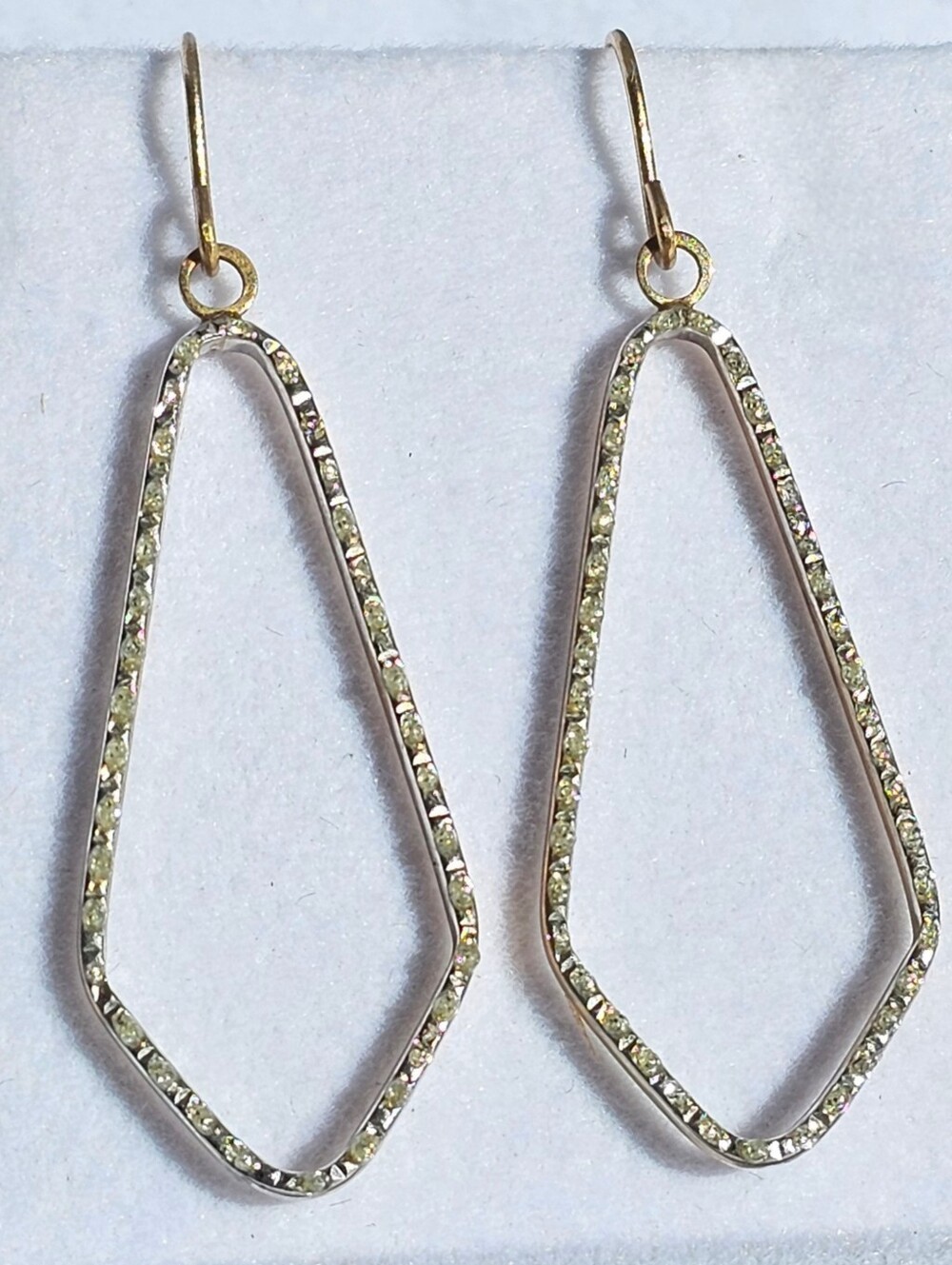10k Gold Diamond Drop Geometric Dangle Earrings