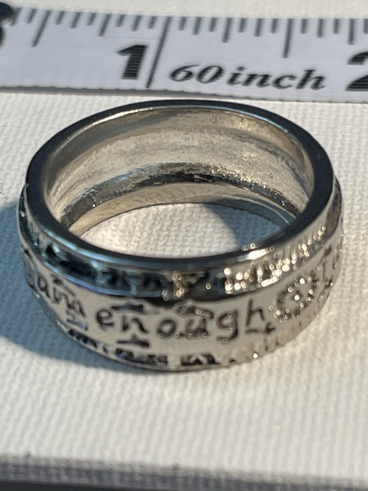 Vintage Sterling Ring Engraved I Am Enough/Spinner/Fidget size 11 / great gift!