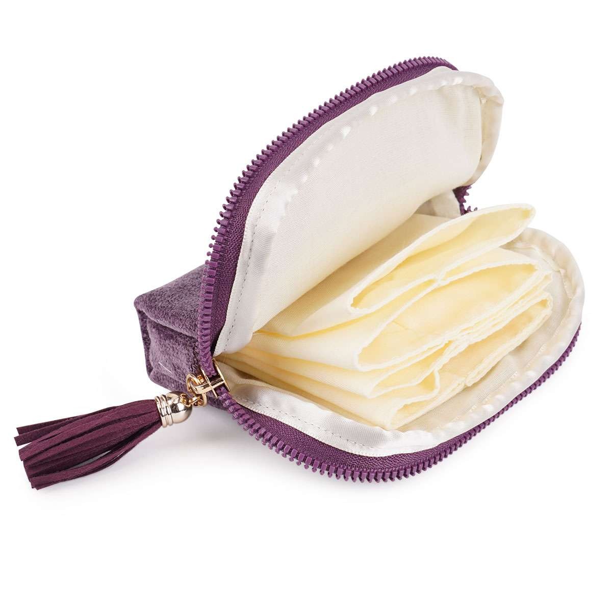 Travel Jewelry Pouch Satin Lined Jewelry Organizer Storage Bag with Zipper