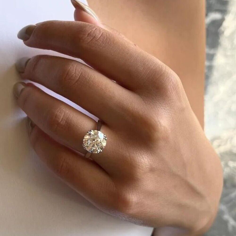 950 Platinum Wedding Ring Round 3 Carat IGI GIA Lab Created Diamond Sizable