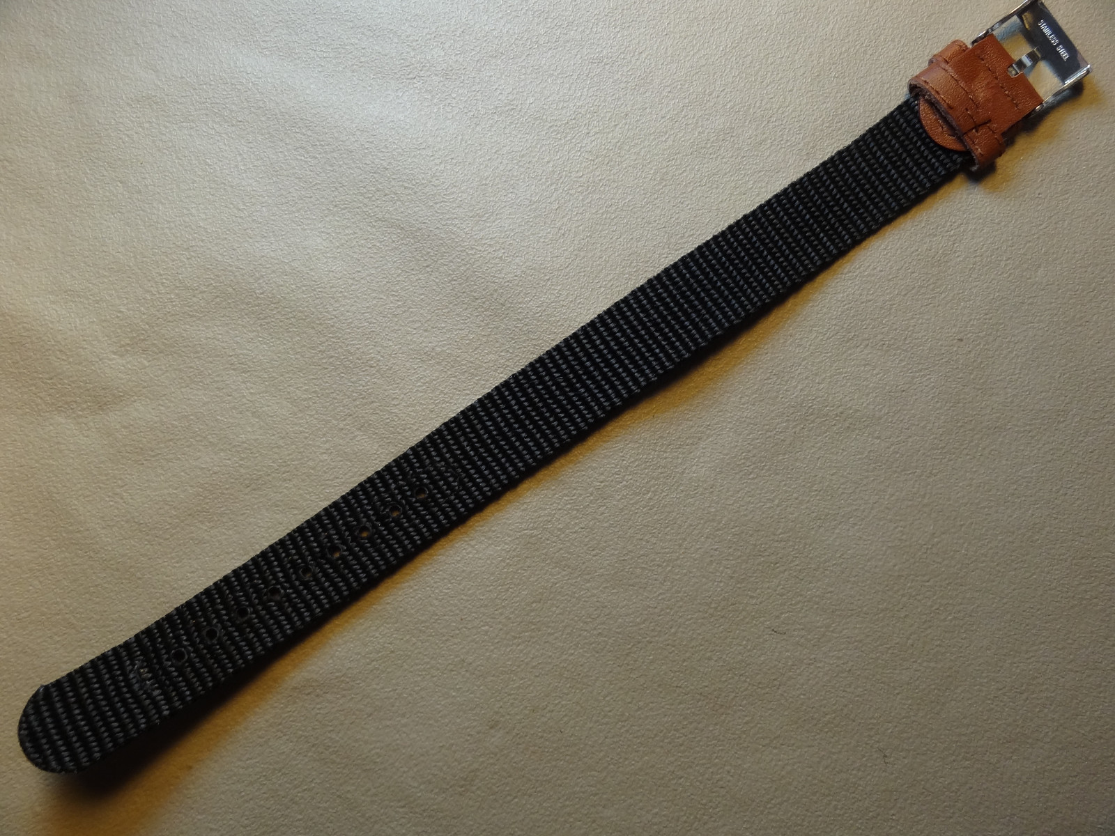 New Mens ONE PIECE Nylon 18mm Timex Expedition Camper Watch Band Black w/Brown