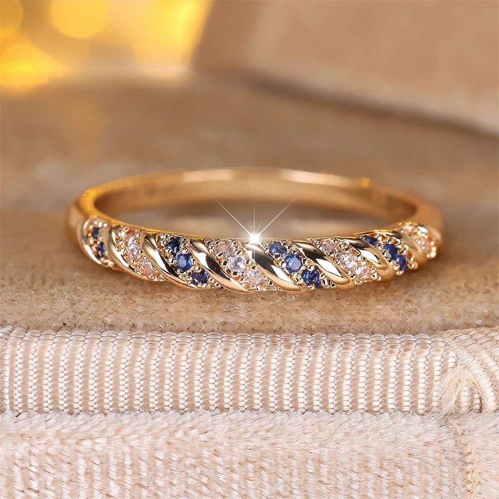Luxury Zirconia Ring for Women Gold Color Fashion Party Jewelry Rings Gift