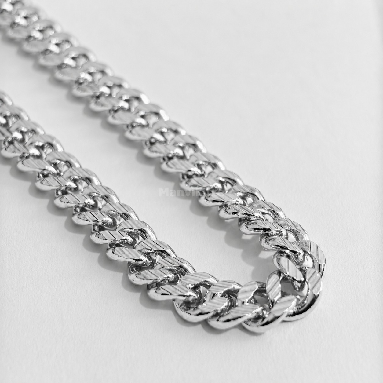 20″ Silver Bonded Diamond-Cut Cuban Link Chain | Premium Heavy Curb Neck Chain