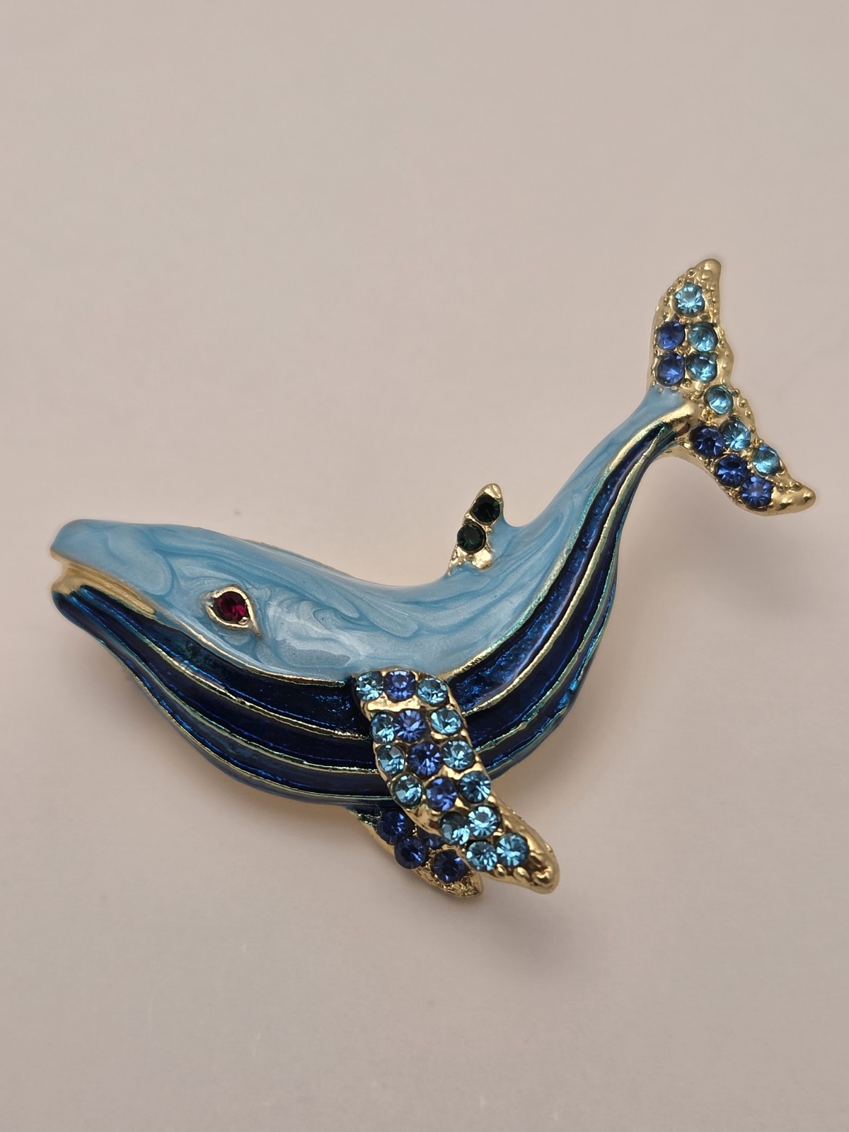 Lot of 3 Sea Life Brooch Pins Rhinestone Enamel Crab Starfish Whale 2 in