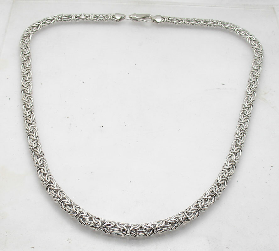 Anti-Tarnish Domed Byzantine Chain Necklace Real Sterling Silver QVC 18″