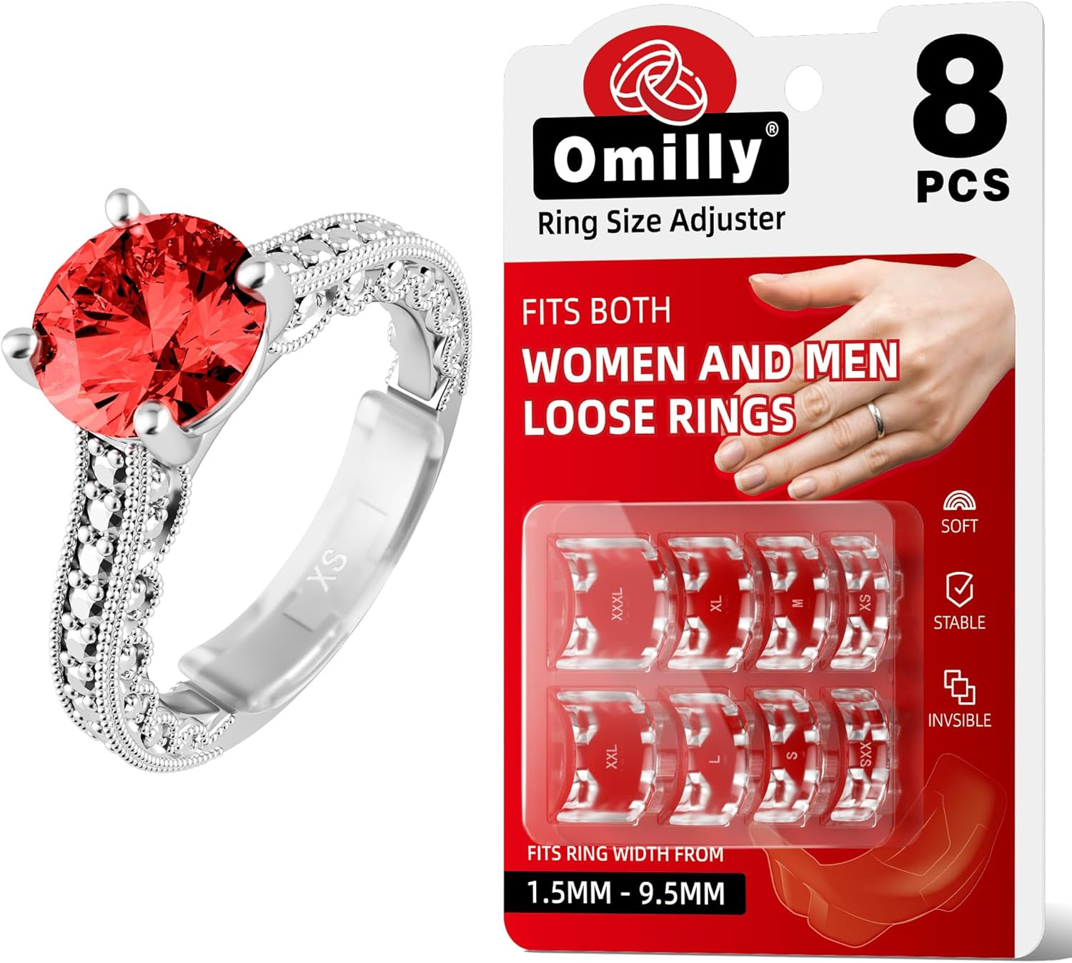 Ring Sizers for Loose Rings 8 Sizes Invisible Ring Guards