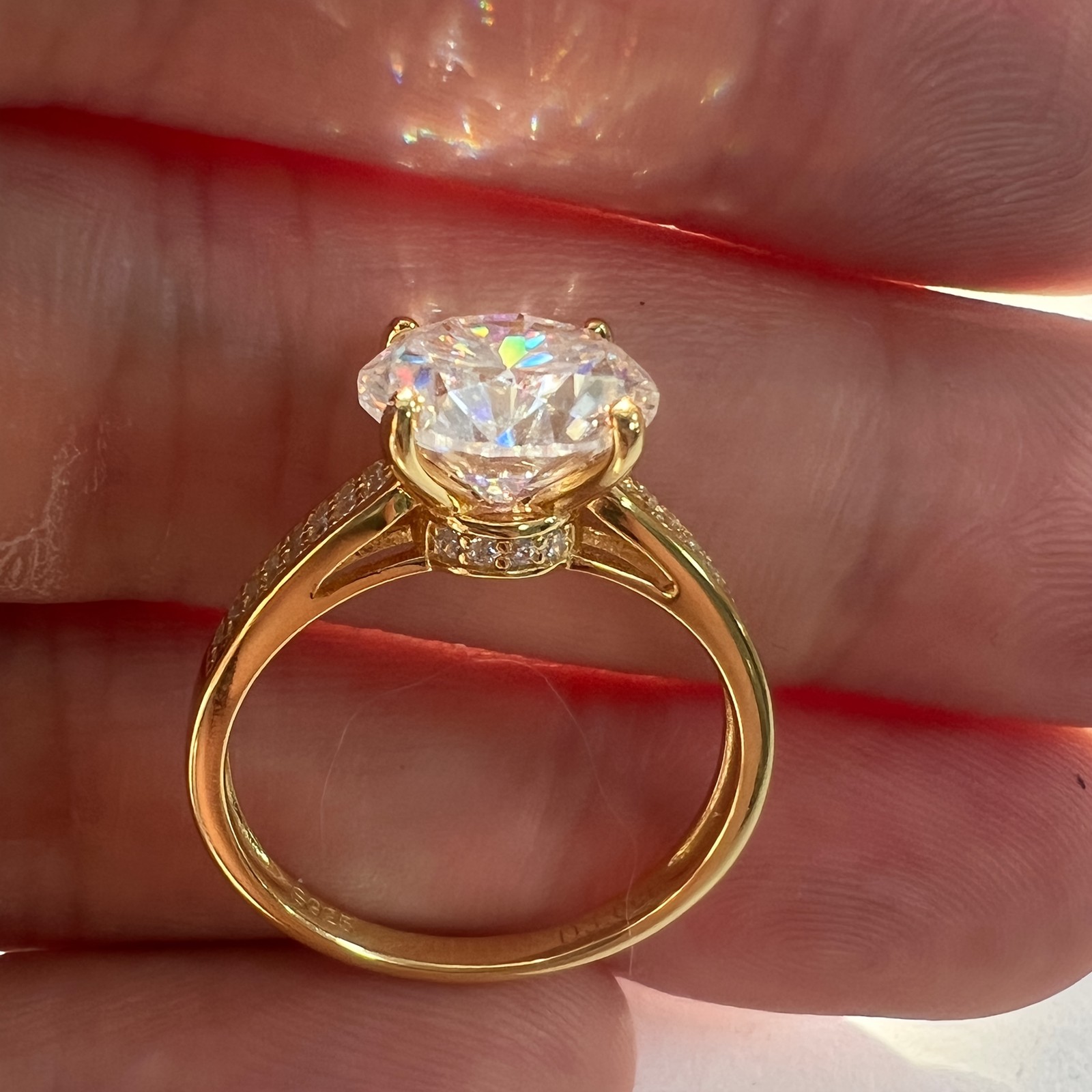 3 Carat Moissanite Engagement Ring 18K Gold Plated Size 6 7 8 9