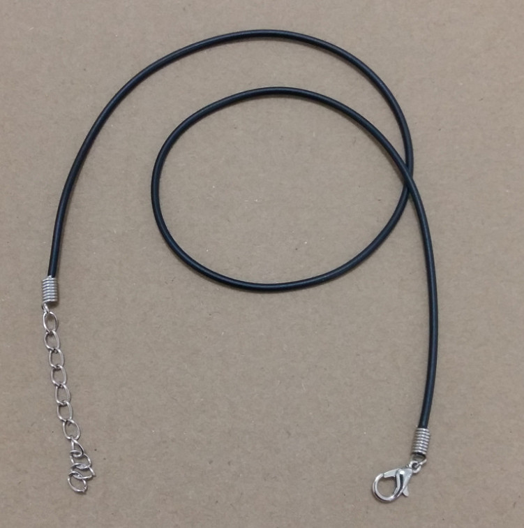 Black Wax Leather Cord Rope Necklace 60+5cm (24+2inch) Chain Lobster Clasp 2pcs