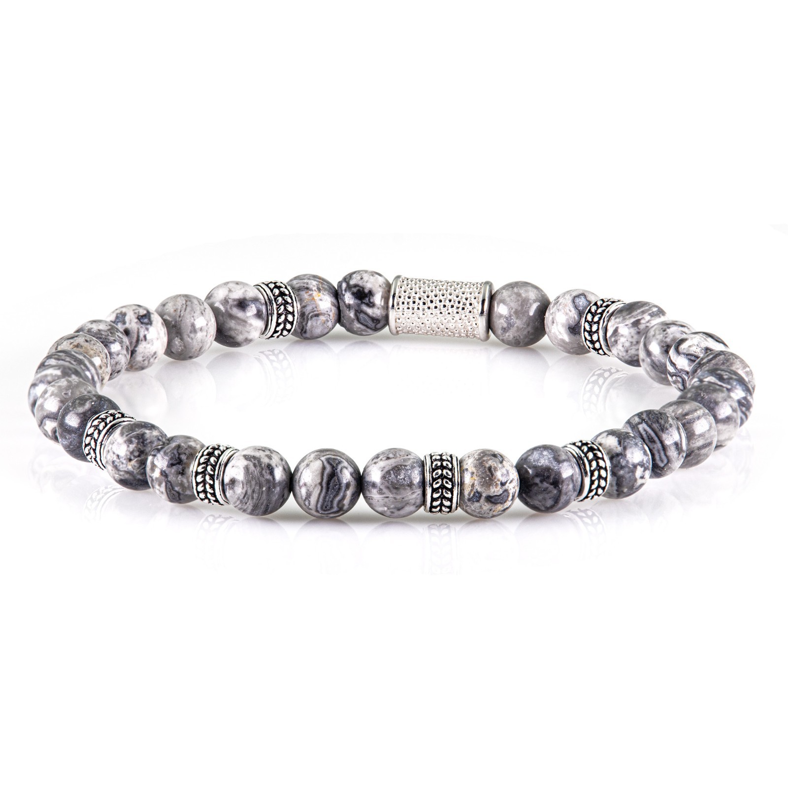 Jasper 925 Sterling Silver Bracelet Bracelet Beaded Bracelet 6mm Women Men