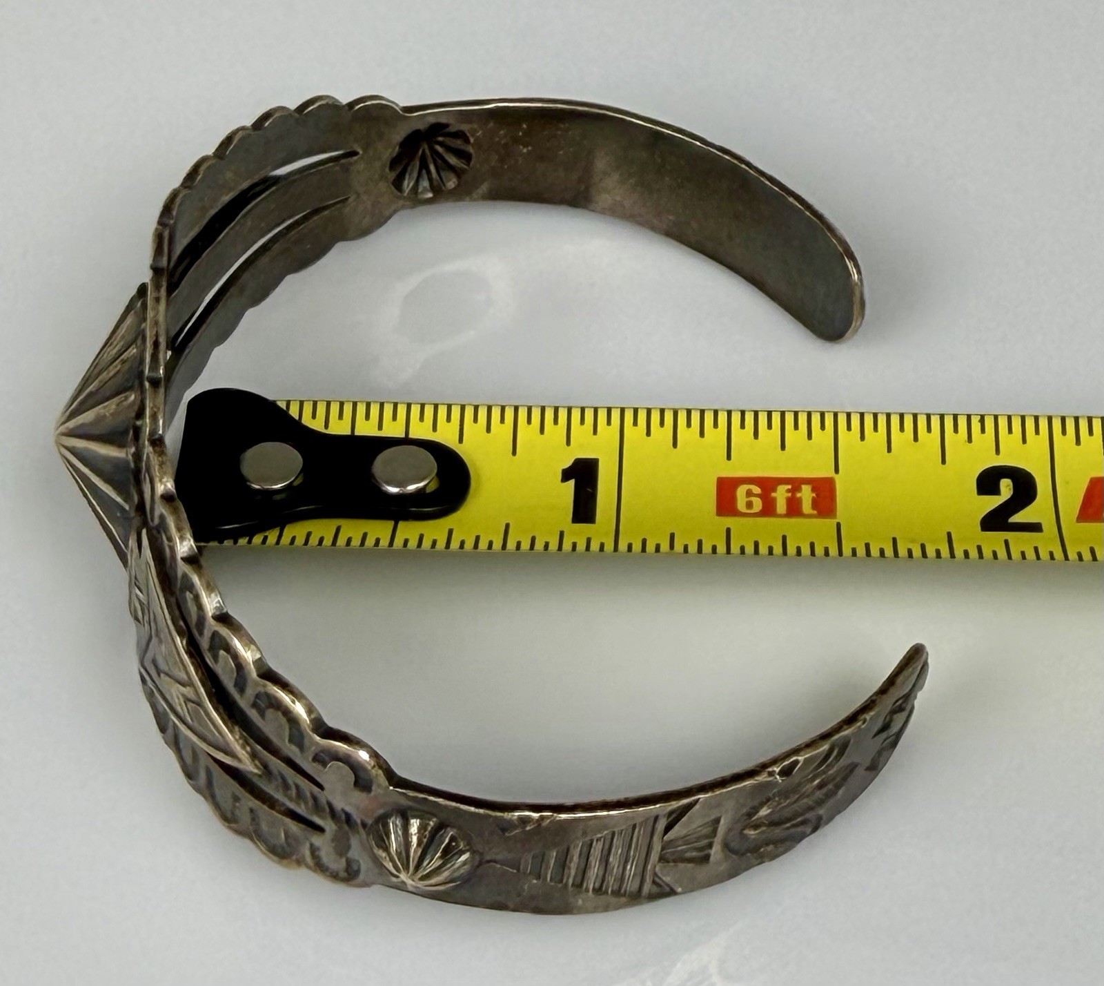 Vintage Fred Harvey Style Cuff Bracelet Sterling Silver Navajo