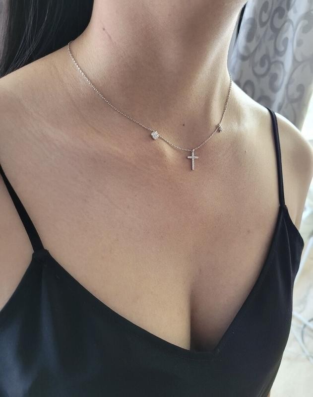 Retro Style Silvery Rhinestone Pave Cross & Cubic Zirconias Chain