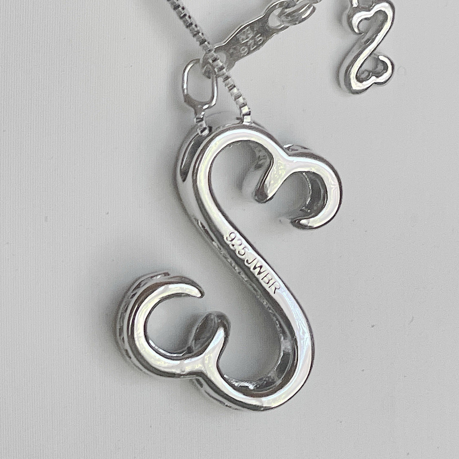 Jane Seymour Open Hearts White Diamond Curlique 925 S. Silver Necklace~MRP $229
