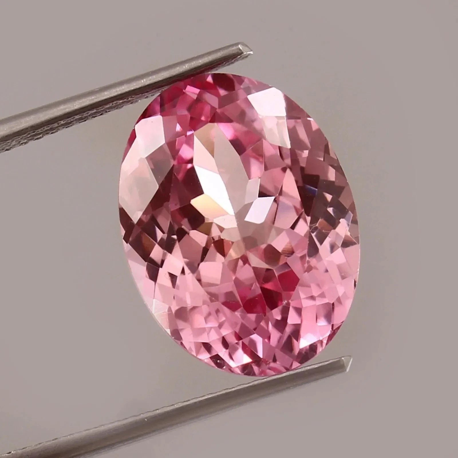 AAA 11.70 Ct Lab-Created Ceylon Padparadscha Sapphire Oval Cut Loose Gemstone