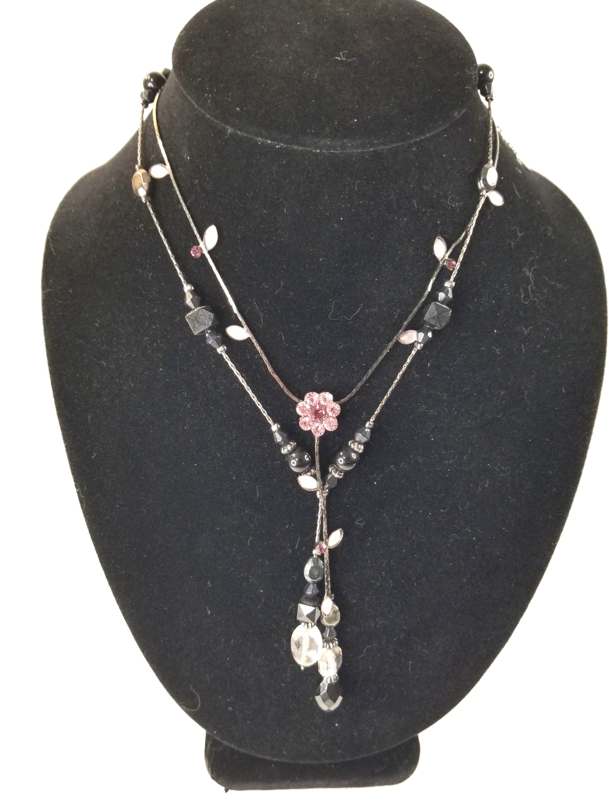 Claire’s Black Necklaces 1928 Drop Dangle Rhinestones Lot of 2