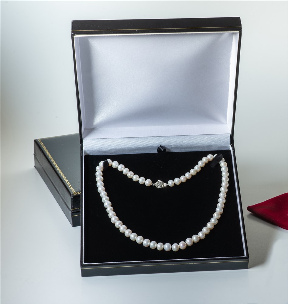 Long 24 Inch Genuine 7-8mm White Pearl Necklace Cultured Freshwater