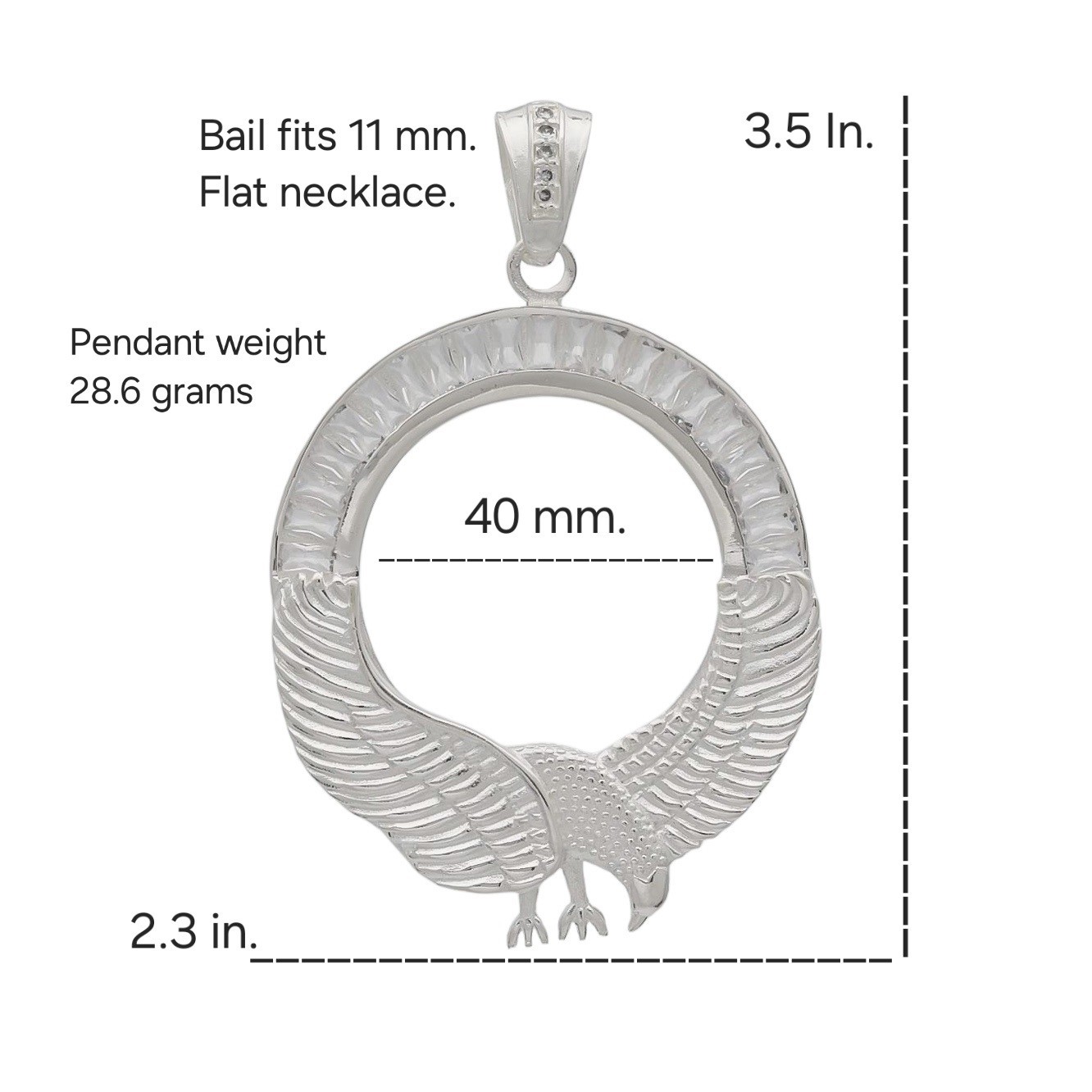 Sterling Silver 1 Onza Plata Libertad Mexico Bezel Coin Prong Back Round Edge