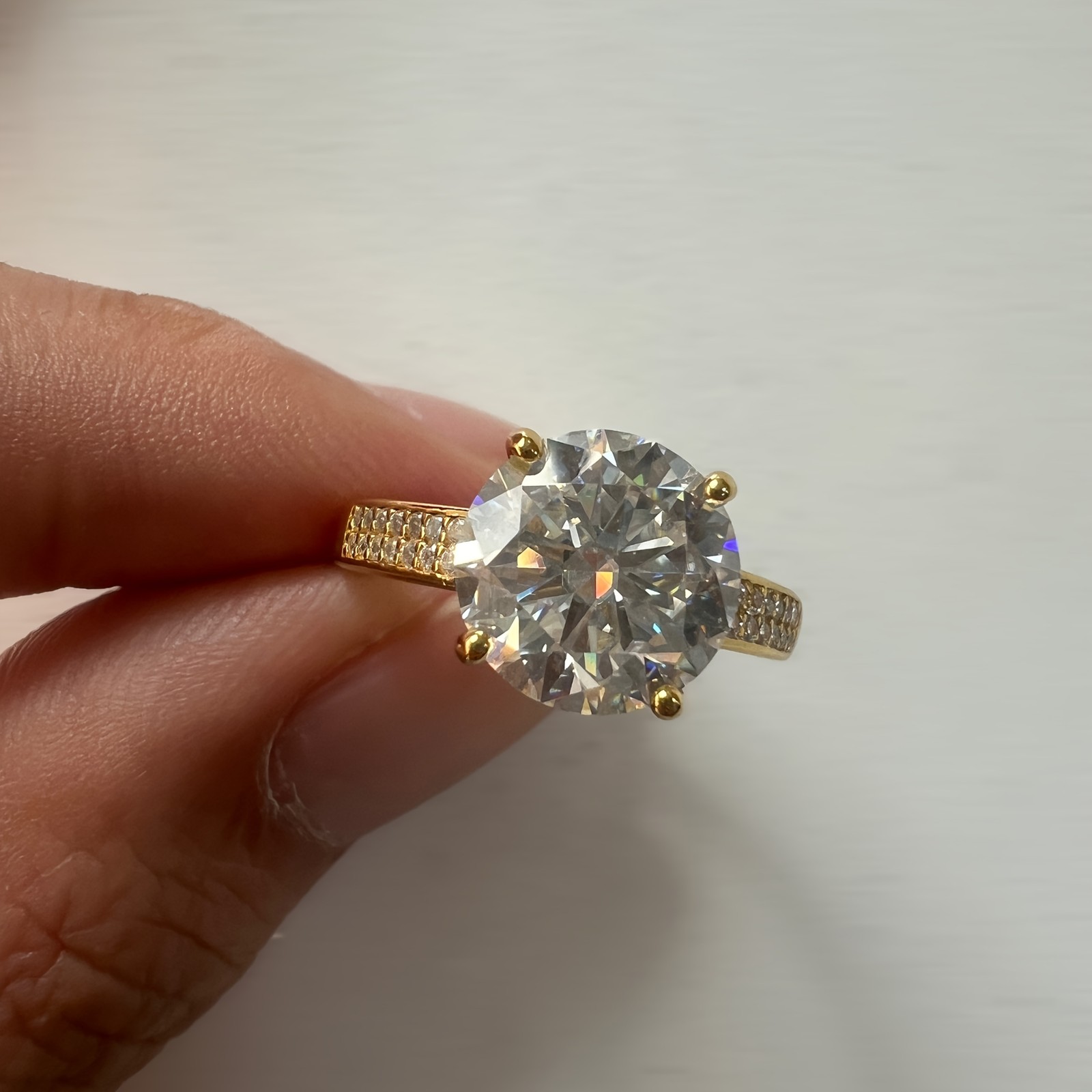 3 Carat Moissanite Engagement Ring 18K Gold Plated Size 6 7 8 9
