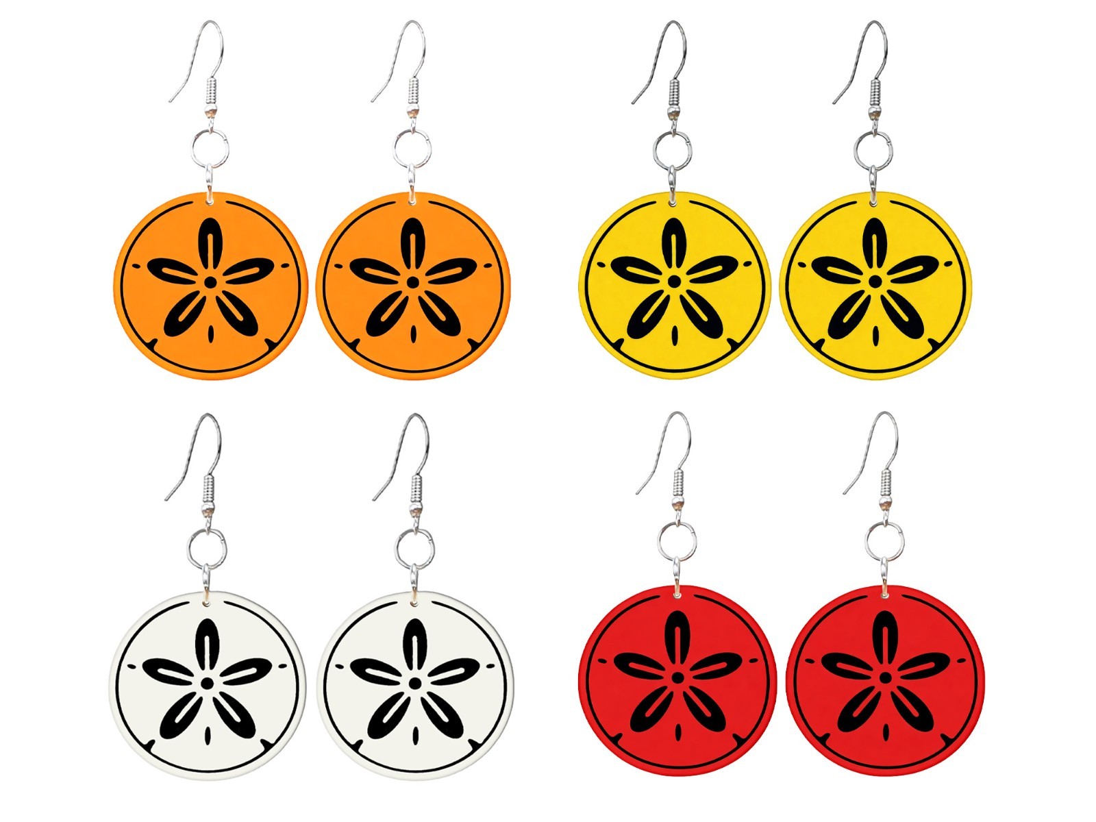 Sand Dollar Earrings Pick Any 2 or 4 Pairs Coastal Beach Dangle Nautical