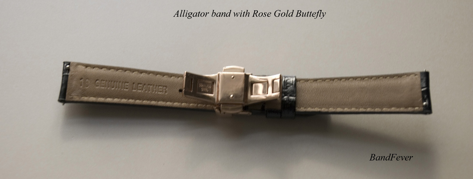 18mm Rose Gold Butterfly Deployant Buckle Double Push Spring Watchband Clasp