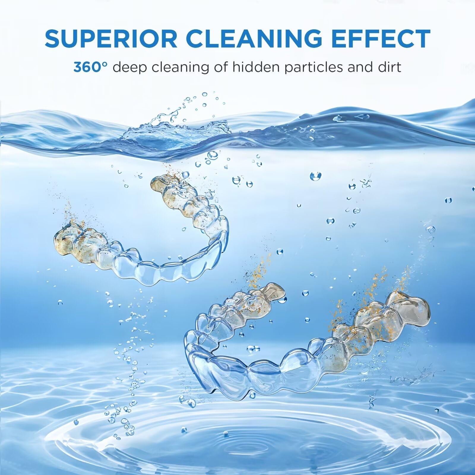 Ultrasonic Dental Cleaner Machine 45kHz with Timer & 200ML for Dentures, Aligner