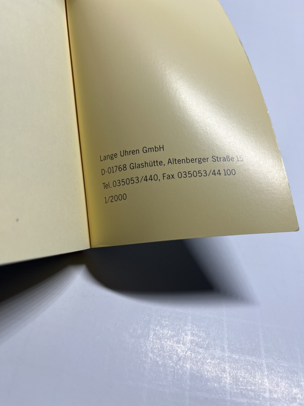 A. Lange & sohne Original Manual for Lange 1