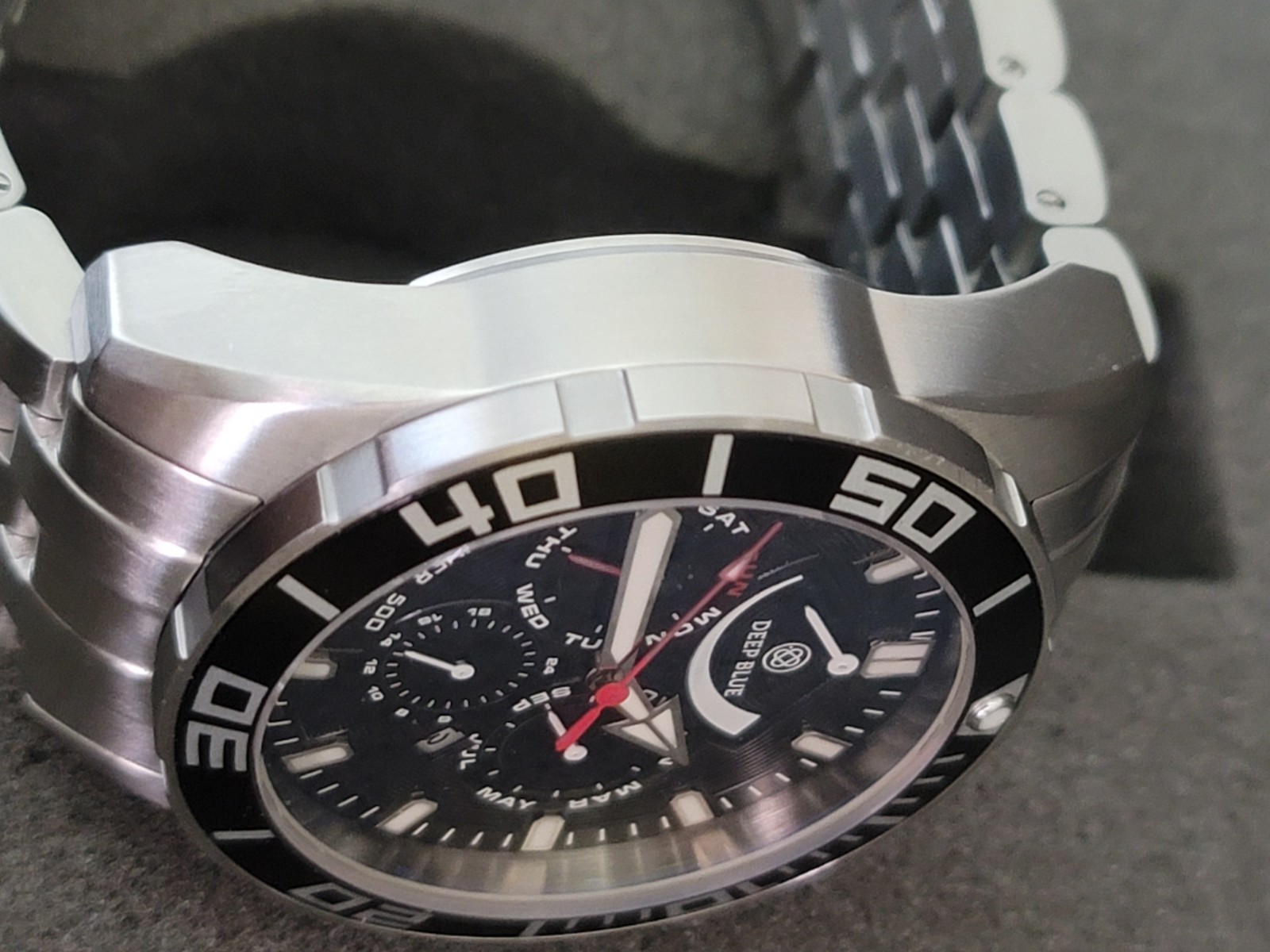Deep Blue Cal Diver Black Dial 46mm Miyota 9100 Automatic With Sapphire Crystal