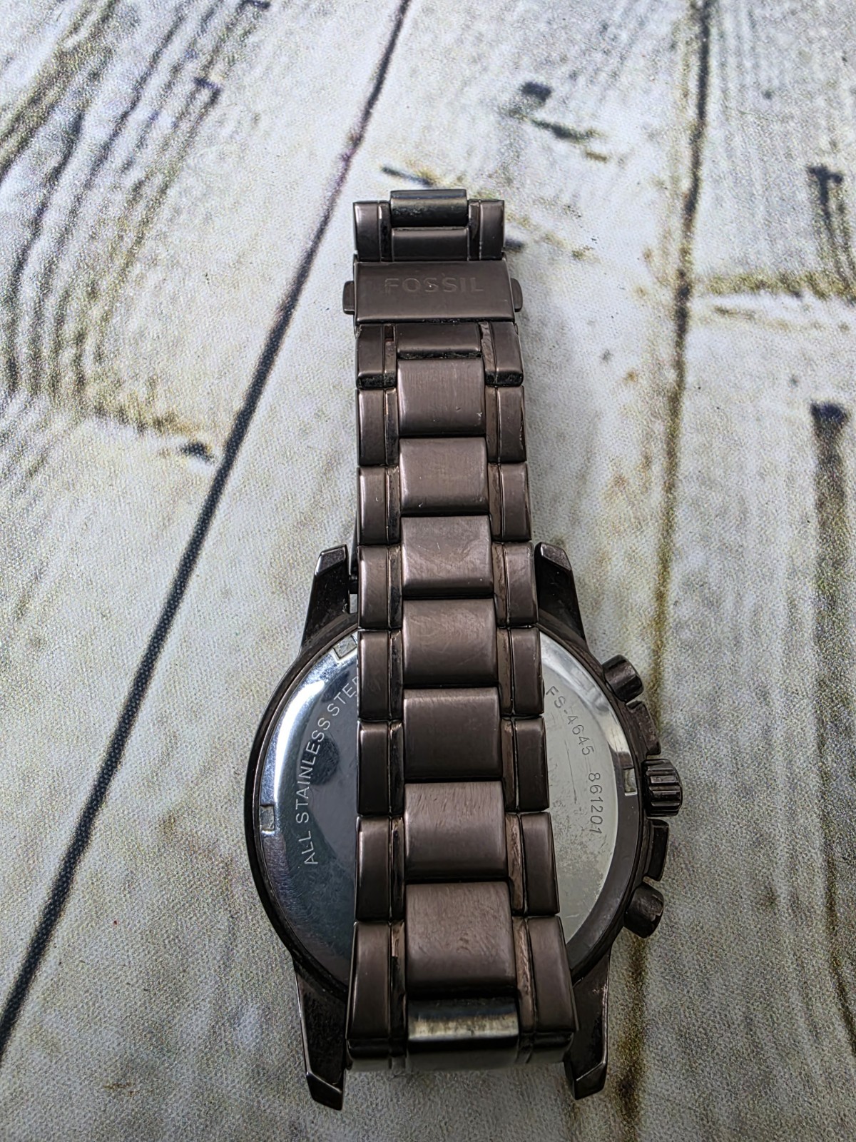 Fossil Mens Retro Watch FS4645 Bronze Stainless Steel Works Needs Battery w Box