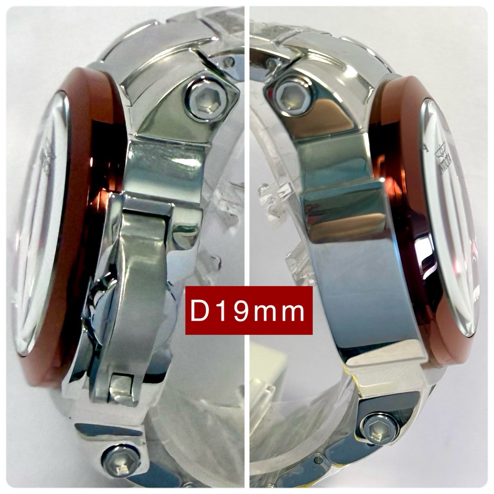 48mm GHOST | Red Bezel | Silvertone Bracelet | MAN of WAR Invicta Mens Watch