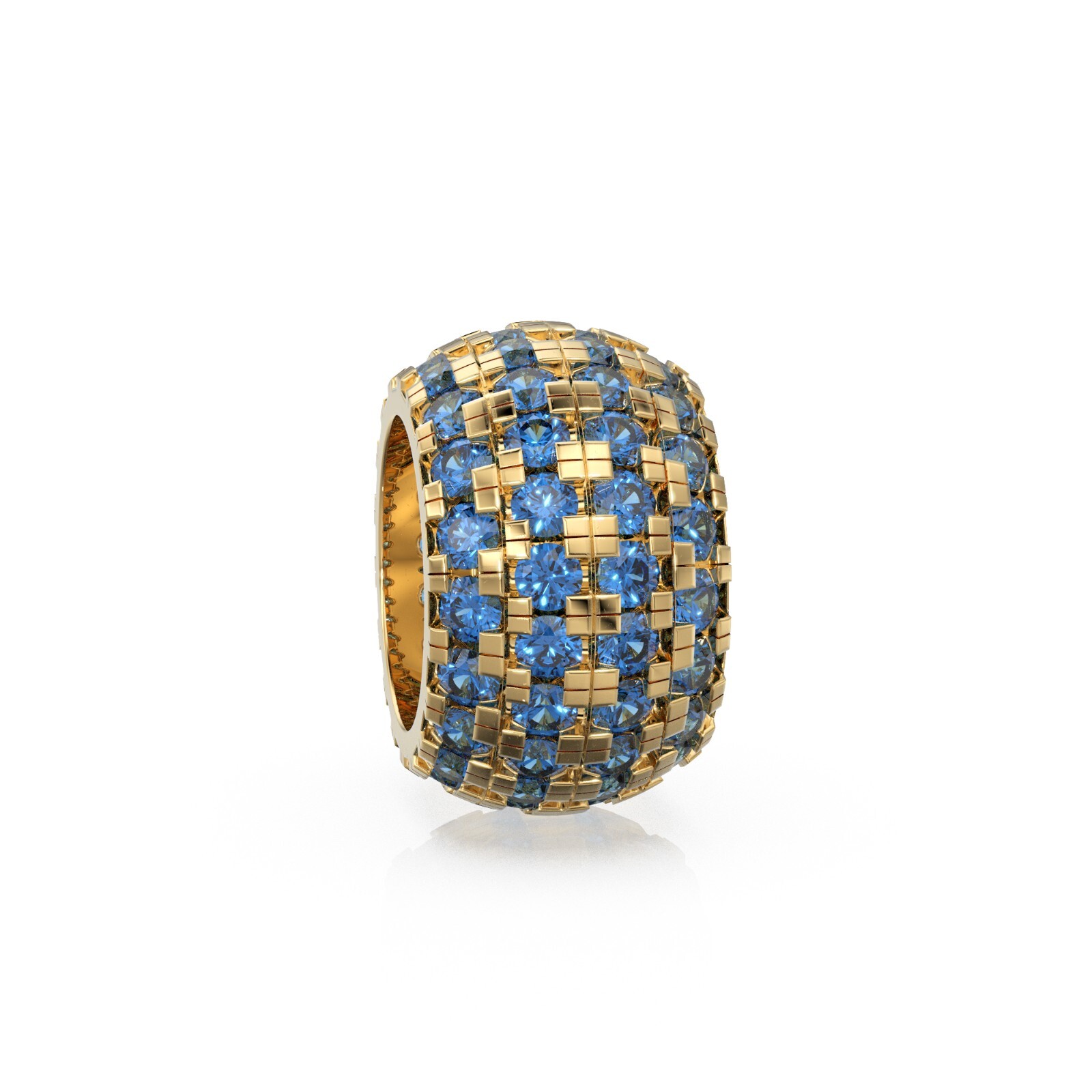 Large 14K Solid Gold Blue Sapphire Rondels Bead Spacer Enhancer Charm Finding