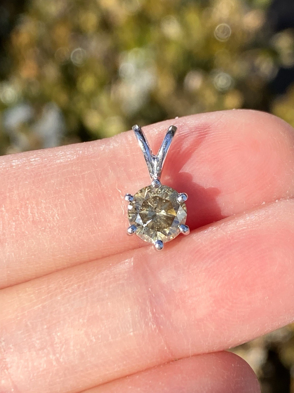 0.98CT 100% Natural Yellow Diamond Solitaire Platinum Pendant